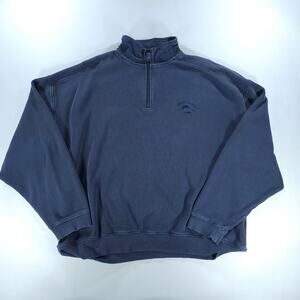 Tommy Bahama Relax Quarter Zip Sweatshirt Men XXL Navy 100% Cotton Marlin Logo